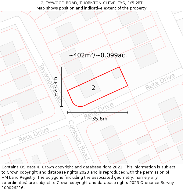 2, TAYWOOD ROAD, THORNTON-CLEVELEYS, FY5 2RT: Plot and title map