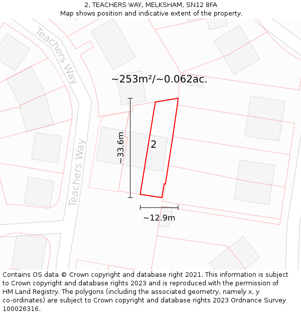 2, TEACHERS WAY, MELKSHAM, SN12 8FA: Plot and title map