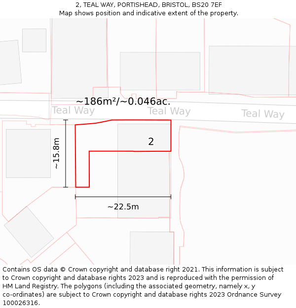 2, TEAL WAY, PORTISHEAD, BRISTOL, BS20 7EF: Plot and title map