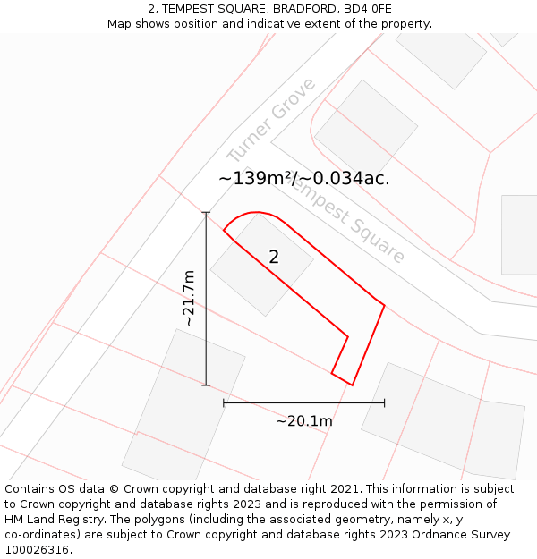 2, TEMPEST SQUARE, BRADFORD, BD4 0FE: Plot and title map