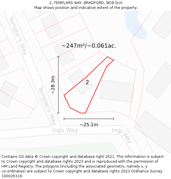 2, TEMPLARS WAY, BRADFORD, BD8 0LN: Plot and title map