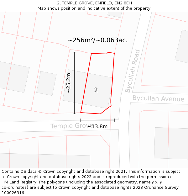 2, TEMPLE GROVE, ENFIELD, EN2 8EH: Plot and title map