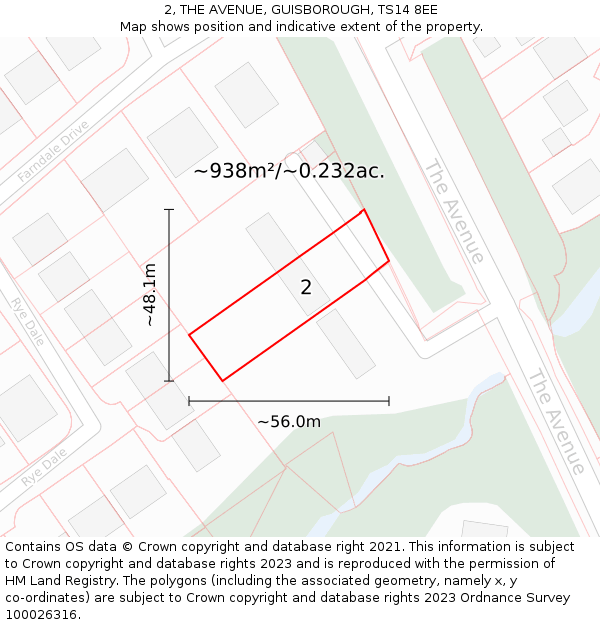 2, THE AVENUE, GUISBOROUGH, TS14 8EE: Plot and title map