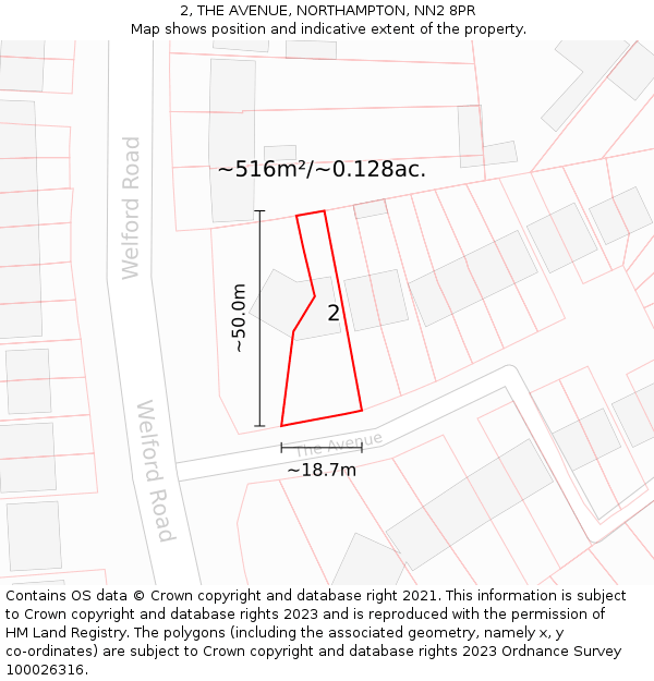 2, THE AVENUE, NORTHAMPTON, NN2 8PR: Plot and title map