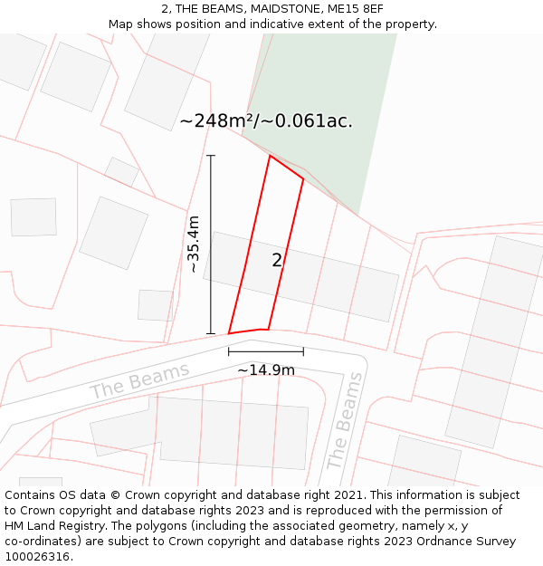 2, THE BEAMS, MAIDSTONE, ME15 8EF: Plot and title map