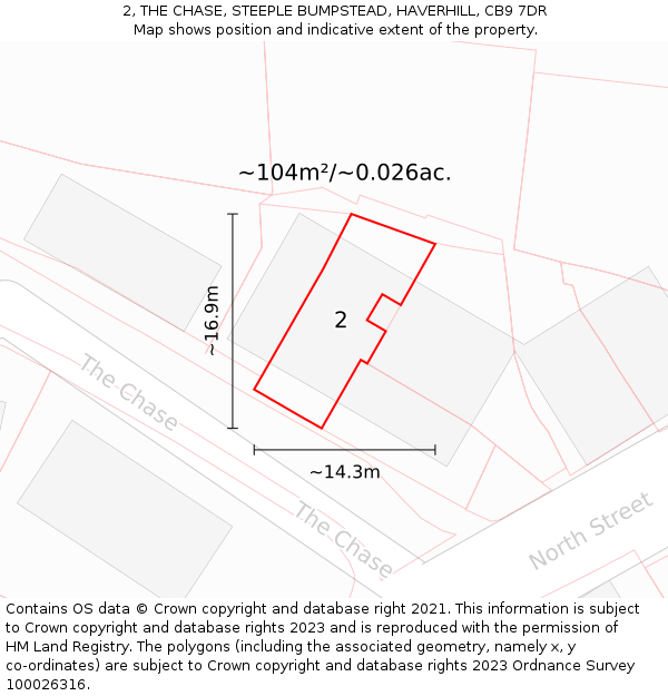 2, THE CHASE, STEEPLE BUMPSTEAD, HAVERHILL, CB9 7DR: Plot and title map