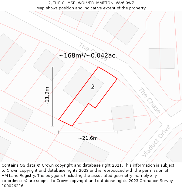 2, THE CHASE, WOLVERHAMPTON, WV6 0WZ: Plot and title map