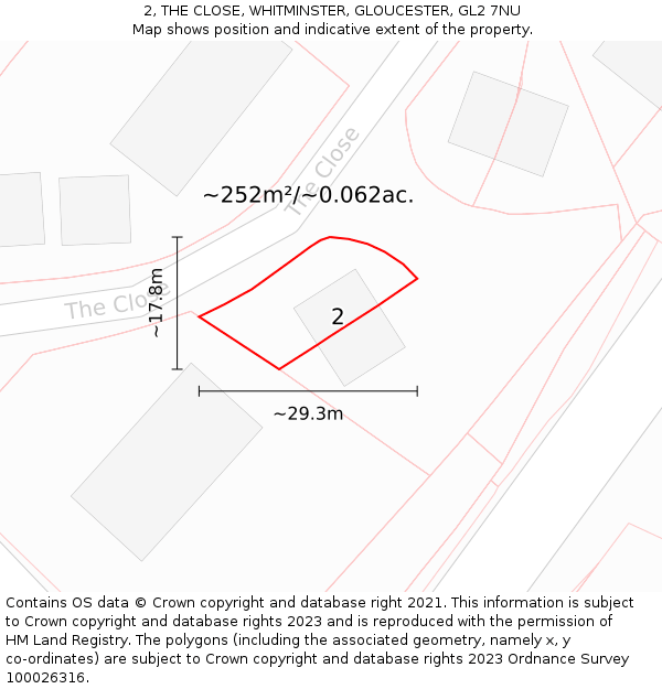 2, THE CLOSE, WHITMINSTER, GLOUCESTER, GL2 7NU: Plot and title map