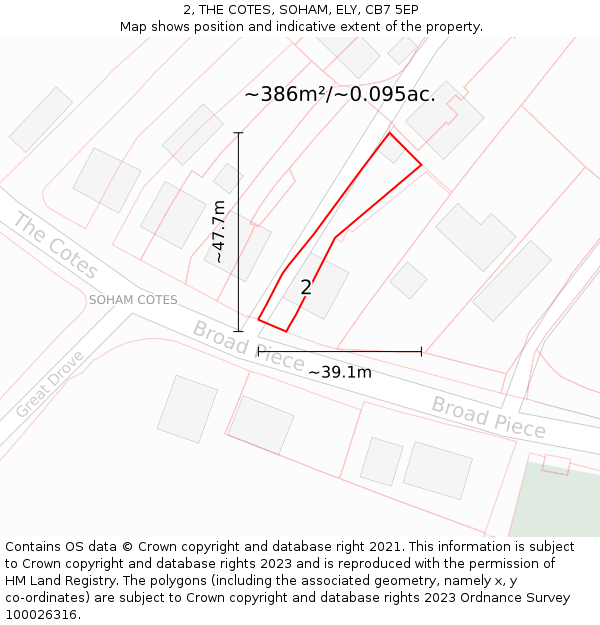 2, THE COTES, SOHAM, ELY, CB7 5EP: Plot and title map