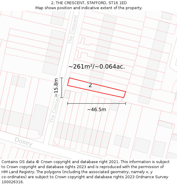 2, THE CRESCENT, STAFFORD, ST16 1ED: Plot and title map
