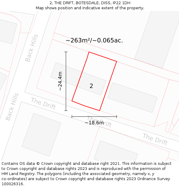 2, THE DRIFT, BOTESDALE, DISS, IP22 1DH: Plot and title map