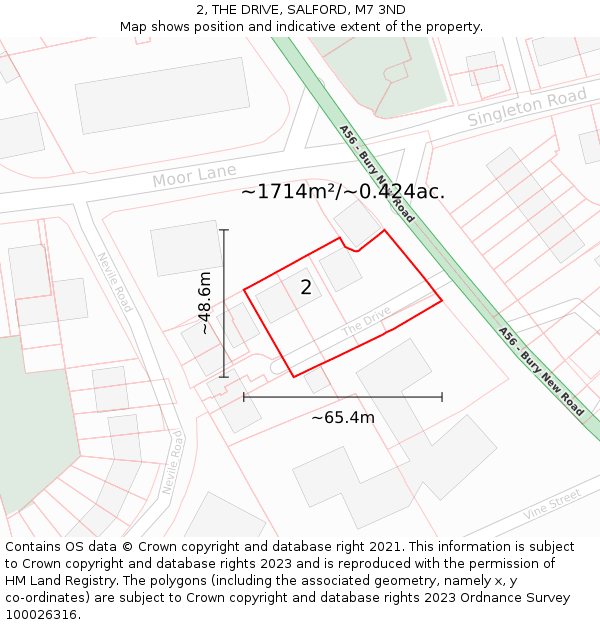 2, THE DRIVE, SALFORD, M7 3ND: Plot and title map