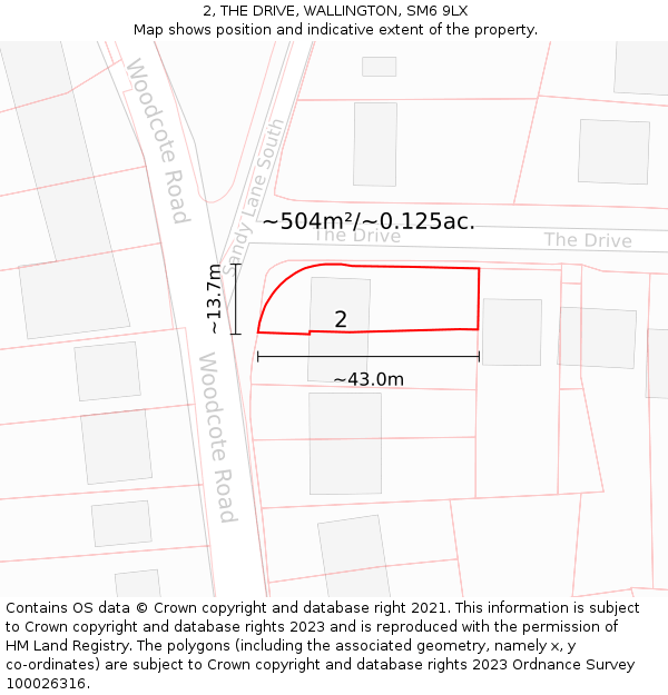 2, THE DRIVE, WALLINGTON, SM6 9LX: Plot and title map