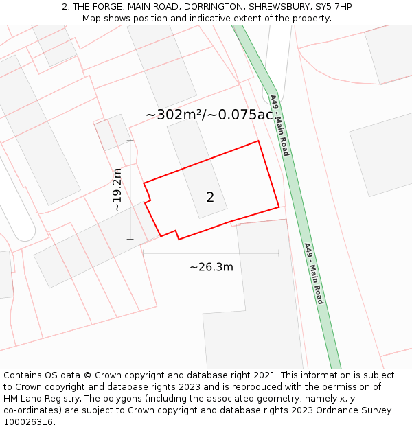 2, THE FORGE, MAIN ROAD, DORRINGTON, SHREWSBURY, SY5 7HP: Plot and title map