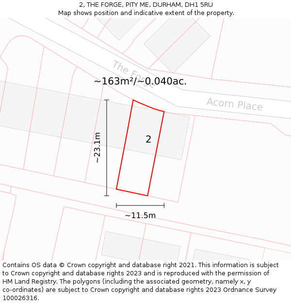 2, THE FORGE, PITY ME, DURHAM, DH1 5RU: Plot and title map