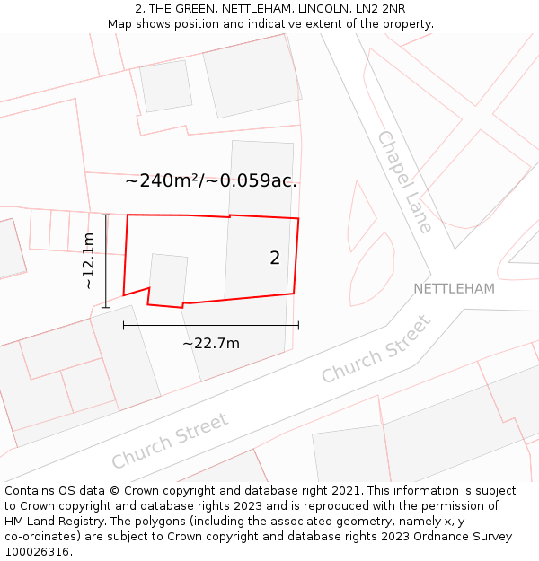 2, THE GREEN, NETTLEHAM, LINCOLN, LN2 2NR: Plot and title map