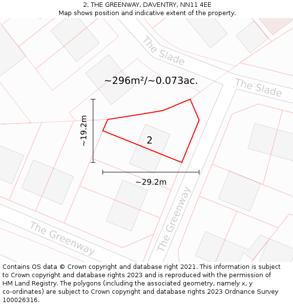 2, THE GREENWAY, DAVENTRY, NN11 4EE: Plot and title map
