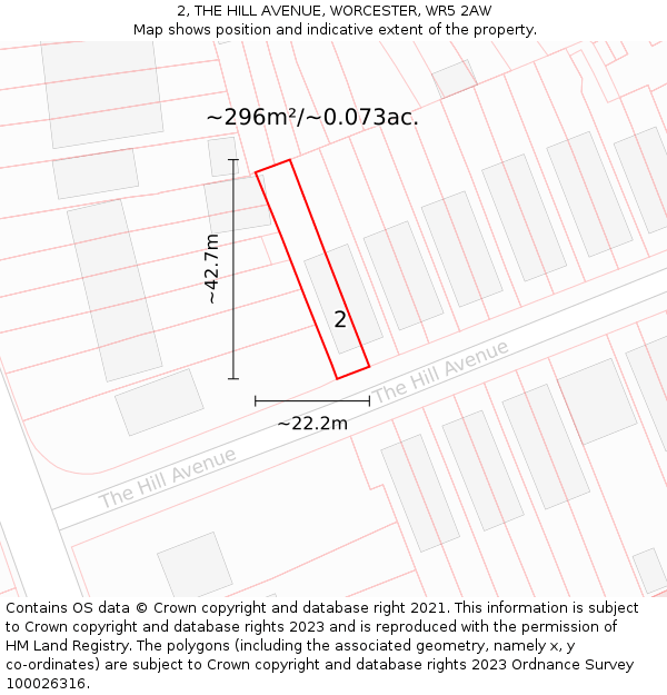 2, THE HILL AVENUE, WORCESTER, WR5 2AW: Plot and title map