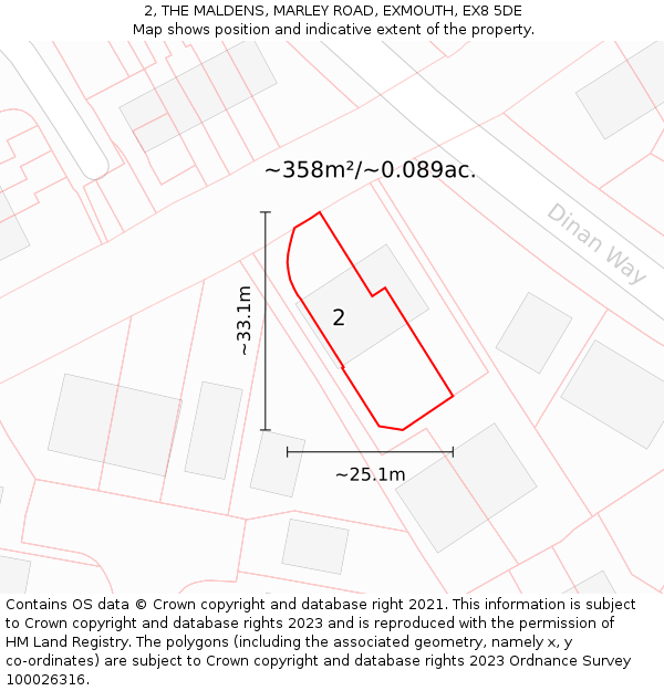 2, THE MALDENS, MARLEY ROAD, EXMOUTH, EX8 5DE: Plot and title map