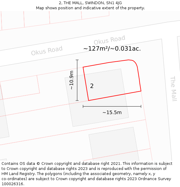 2, THE MALL, SWINDON, SN1 4JG: Plot and title map