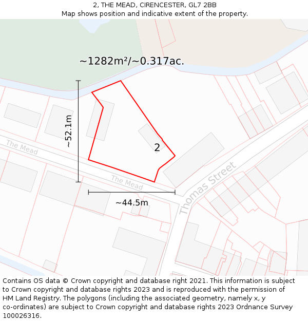 2, THE MEAD, CIRENCESTER, GL7 2BB: Plot and title map
