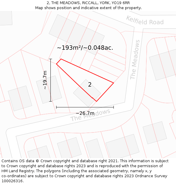 2, THE MEADOWS, RICCALL, YORK, YO19 6RR: Plot and title map