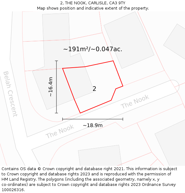 2, THE NOOK, CARLISLE, CA3 9TY: Plot and title map