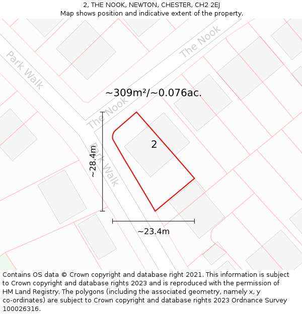 2, THE NOOK, NEWTON, CHESTER, CH2 2EJ: Plot and title map