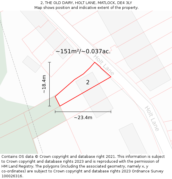 2, THE OLD DAIRY, HOLT LANE, MATLOCK, DE4 3LY: Plot and title map