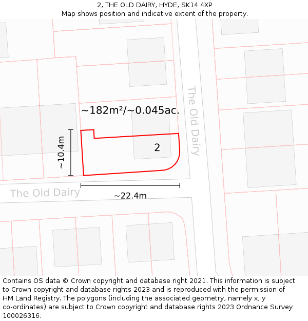 2, THE OLD DAIRY, HYDE, SK14 4XP: Plot and title map