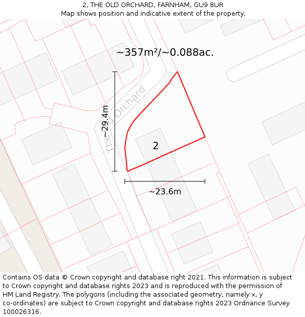 2, THE OLD ORCHARD, FARNHAM, GU9 8UR: Plot and title map