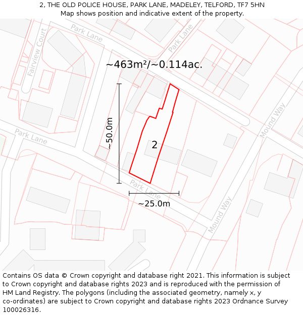 2, THE OLD POLICE HOUSE, PARK LANE, MADELEY, TELFORD, TF7 5HN: Plot and title map