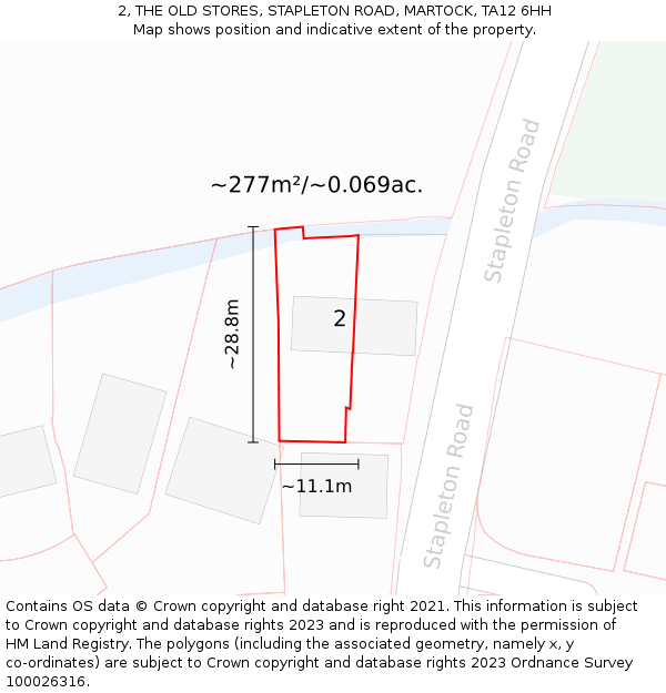 2, THE OLD STORES, STAPLETON ROAD, MARTOCK, TA12 6HH: Plot and title map