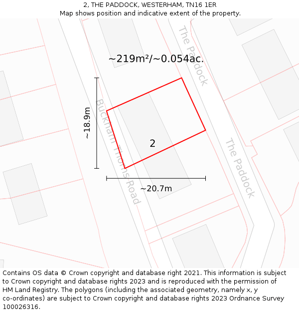 2, THE PADDOCK, WESTERHAM, TN16 1ER: Plot and title map