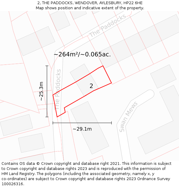 2, THE PADDOCKS, WENDOVER, AYLESBURY, HP22 6HE: Plot and title map