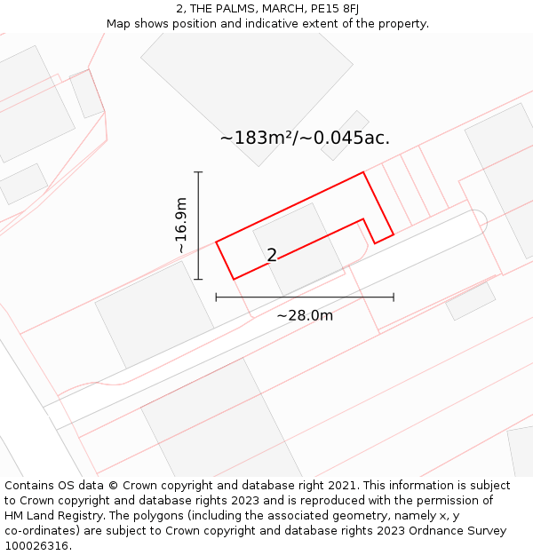 2, THE PALMS, MARCH, PE15 8FJ: Plot and title map