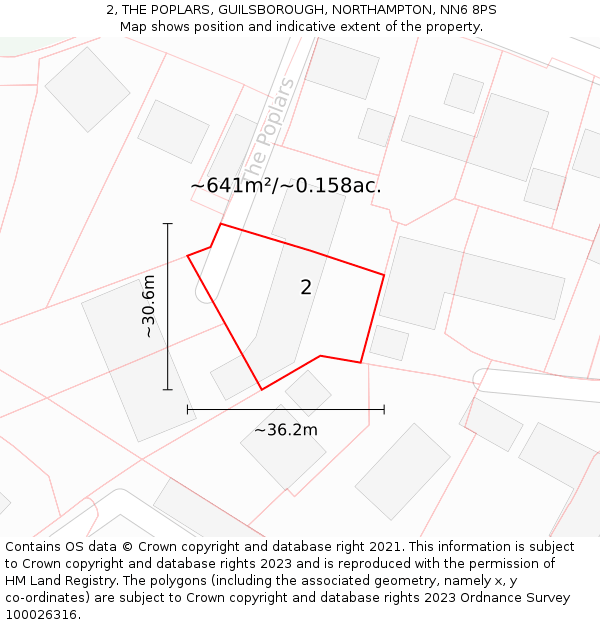 2, THE POPLARS, GUILSBOROUGH, NORTHAMPTON, NN6 8PS: Plot and title map