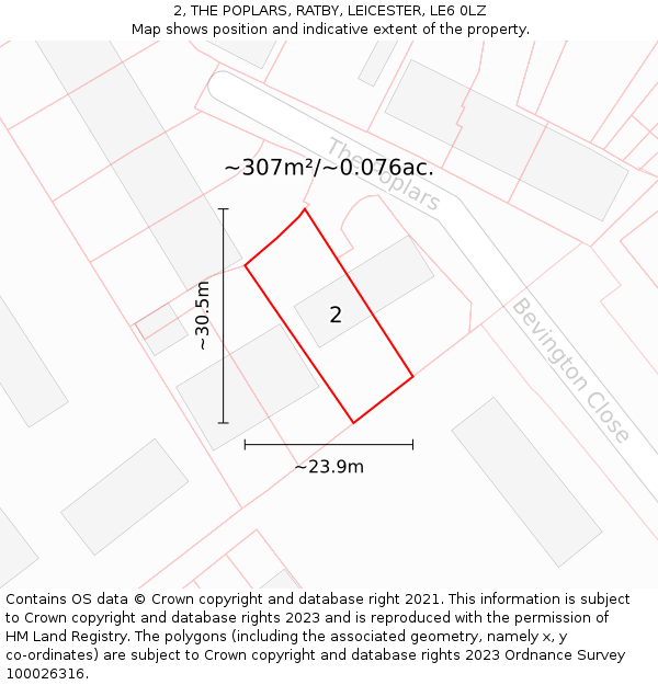 2, THE POPLARS, RATBY, LEICESTER, LE6 0LZ: Plot and title map