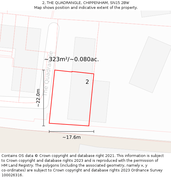 2, THE QUADRANGLE, CHIPPENHAM, SN15 2BW: Plot and title map