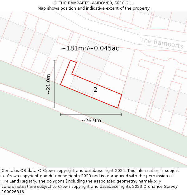 2, THE RAMPARTS, ANDOVER, SP10 2UL: Plot and title map