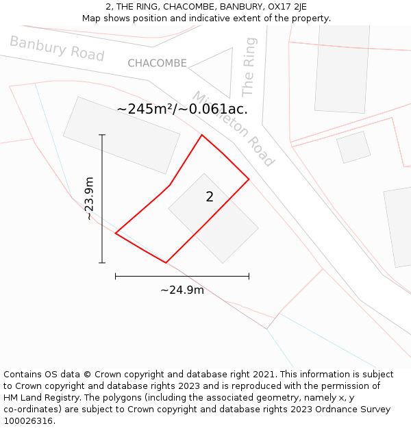 2, THE RING, CHACOMBE, BANBURY, OX17 2JE: Plot and title map