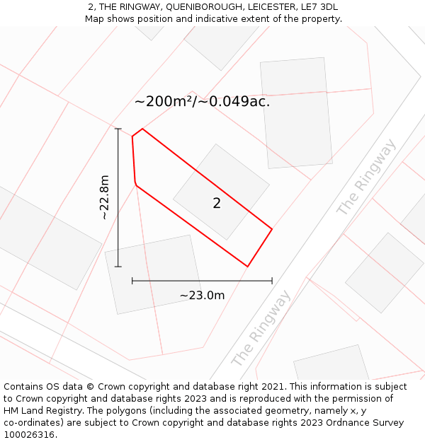 2, THE RINGWAY, QUENIBOROUGH, LEICESTER, LE7 3DL: Plot and title map
