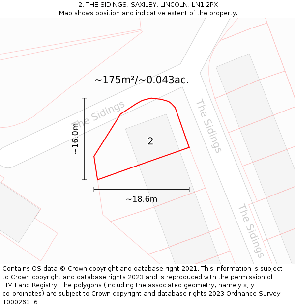 2, THE SIDINGS, SAXILBY, LINCOLN, LN1 2PX: Plot and title map