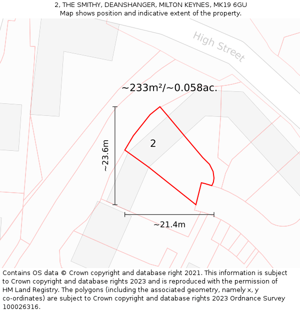 2, THE SMITHY, DEANSHANGER, MILTON KEYNES, MK19 6GU: Plot and title map