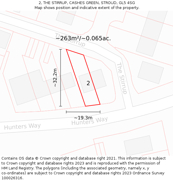 2, THE STIRRUP, CASHES GREEN, STROUD, GL5 4SG: Plot and title map