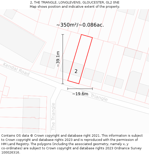 2, THE TRIANGLE, LONGLEVENS, GLOUCESTER, GL2 0NE: Plot and title map