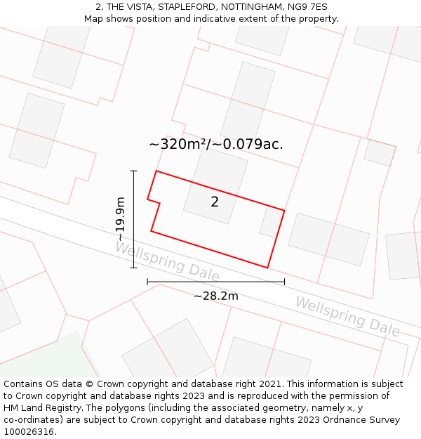 2, THE VISTA, STAPLEFORD, NOTTINGHAM, NG9 7ES: Plot and title map