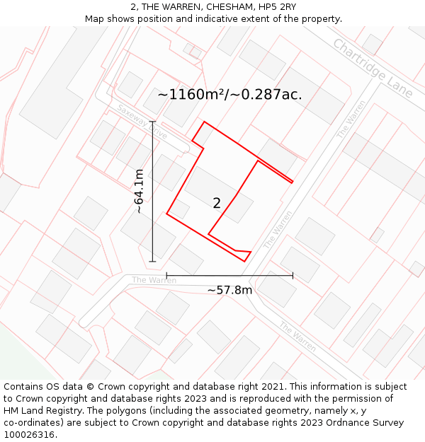 2, THE WARREN, CHESHAM, HP5 2RY: Plot and title map
