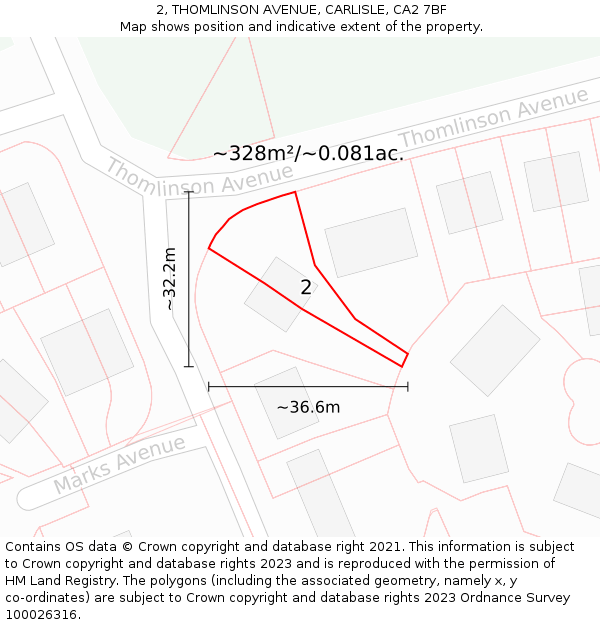 2, THOMLINSON AVENUE, CARLISLE, CA2 7BF: Plot and title map