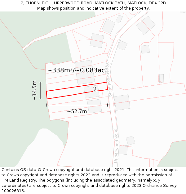 2, THORNLEIGH, UPPERWOOD ROAD, MATLOCK BATH, MATLOCK, DE4 3PD: Plot and title map